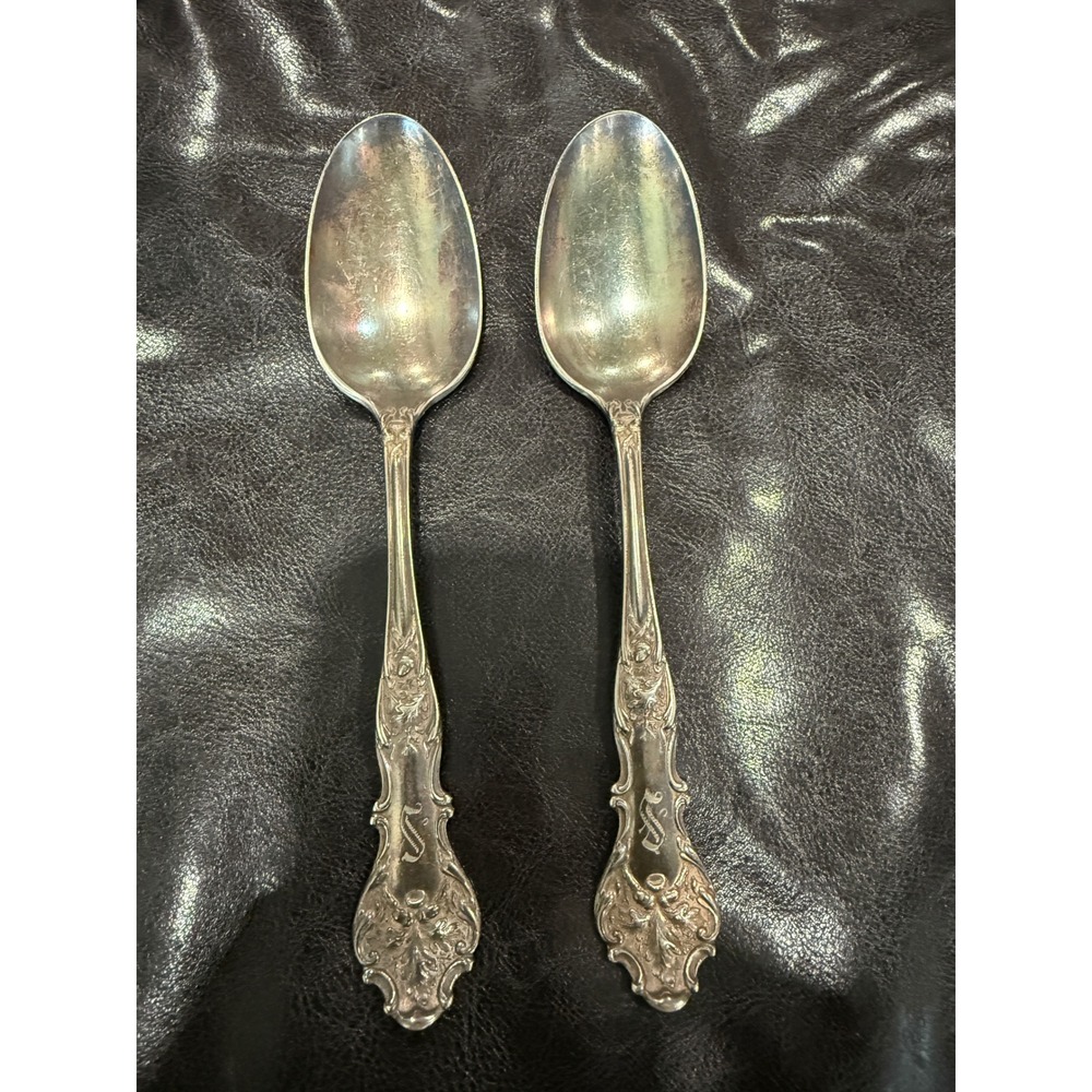 Vintage 1847 Rogers Bros XS Triple Silverplate Teaspoons Monogramโ S Set of 2